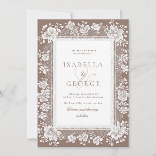 Classic Photo Lace Old Money All in One Wedding Invitation