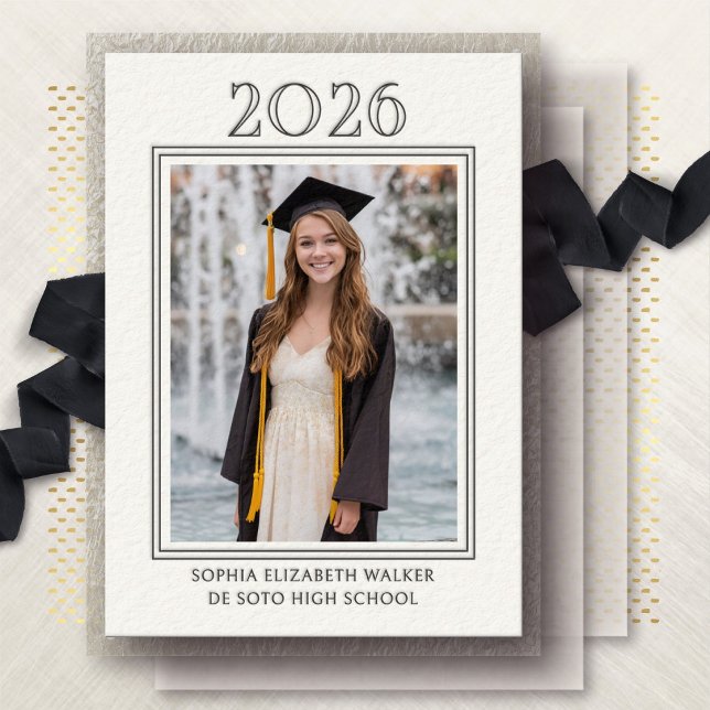 Classic Photo Letterpress Graduation Announcement (Creator Uploaded)