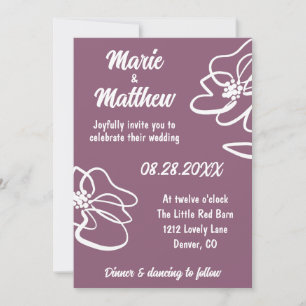 Classic Photo Muted Plum Floral Wedding Invitation
