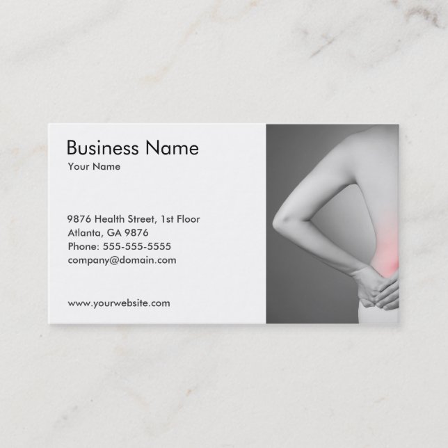 Classic Photo of Woman's Back Health Doctor Business Card (Front)