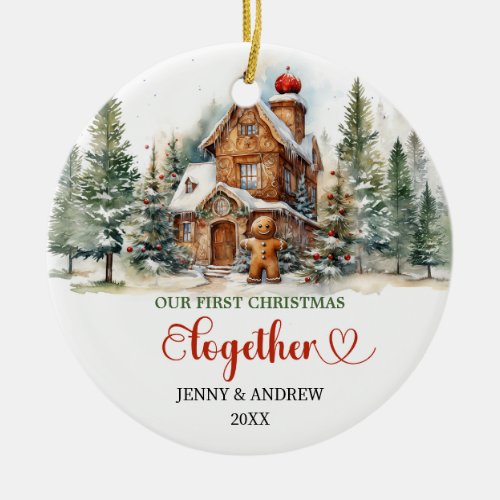 Classic photo our first Christmas together Ceramic Ornament