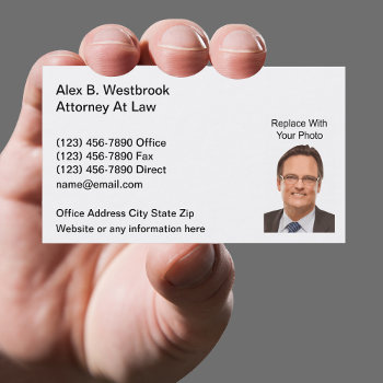 Classic Photo Template Attorney Business Card by Luckyturtle at Zazzle