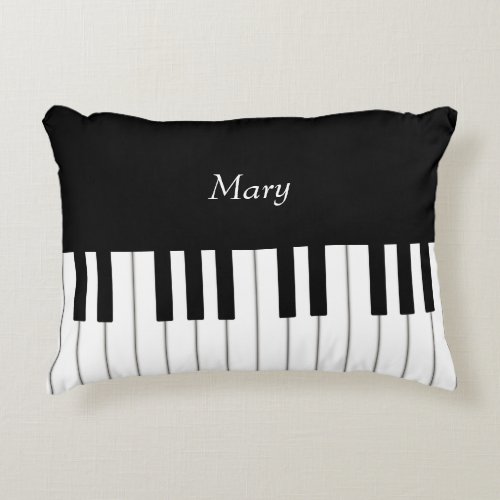 Classic Piano Keyboard Personalized Music Accent Pillow