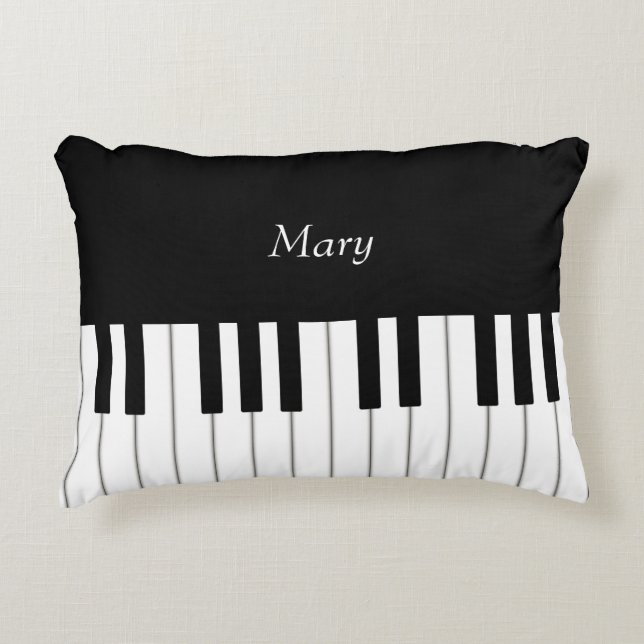Classic Piano Keyboard Personalized Music Accent Pillow (Front)