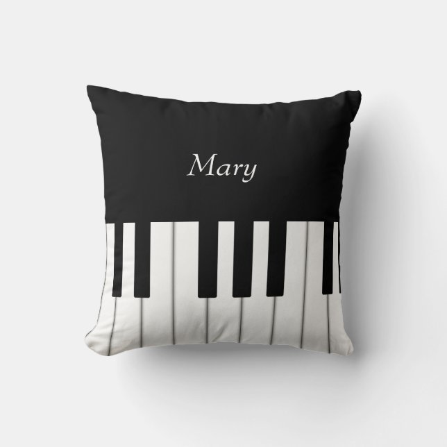 Classic Piano Keyboard Personalized Music Throw Pillow (Front)
