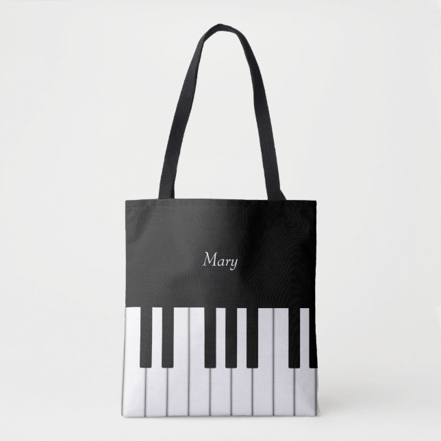 Classic Piano Keyboard Personalized Music Tote Bag (Front)