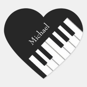 Classic Piano Keyboard Personalized Musician's Heart Sticker