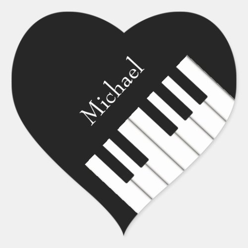 Classic Piano Keyboard Personalized Musicians Heart Sticker