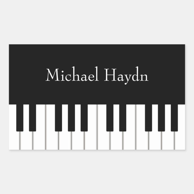 Classic Piano Keyboard Personalized Musician's Rectangular Sticker (Front)
