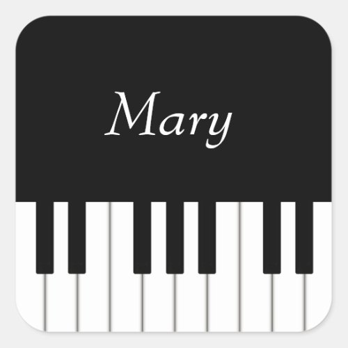 Classic Piano Keyboard Personalized Musicians Square Sticker