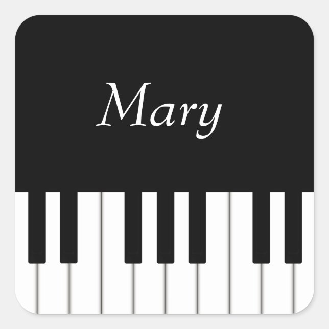 Classic Piano Keyboard Personalized Musician's Square Sticker (Front)