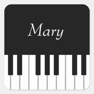 Classic Piano Keyboard Personalized Musician's Square Sticker
