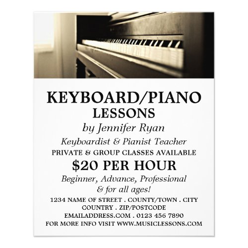 Classic Piano Keyboard Piano Lessons Flyer