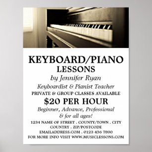 Classic Piano, Keyboard, Piano Lessons Poster