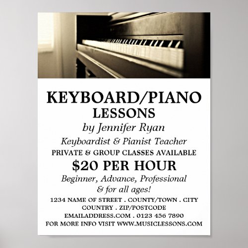 Classic Piano Keyboard Piano Lessons Poster