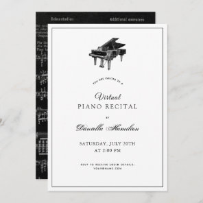 Classic Piano White Virtual Recital Invitation