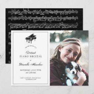 Classic Piano White Virtual Recital Photo Invitation