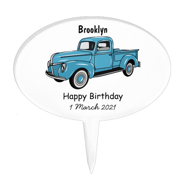 Classic pick up truck cartoon illustration (Front)