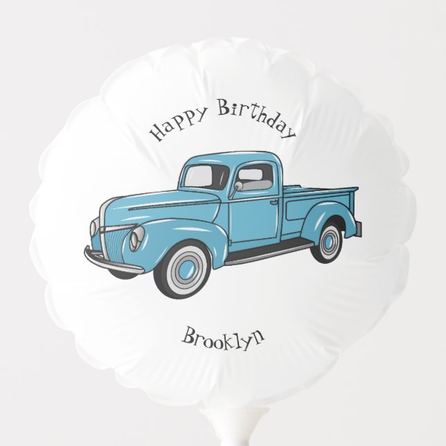 Classic pick up truck cartoon illustration balloon (Front)