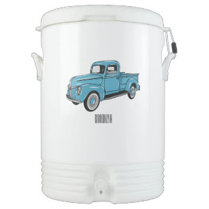 Classic pick up truck cartoon illustration beverage cooler