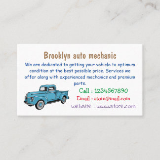 Classic pick up truck cartoon illustration business card