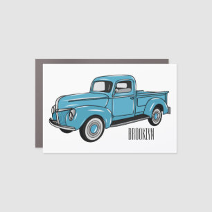 Classic pick up truck cartoon illustration car magnet