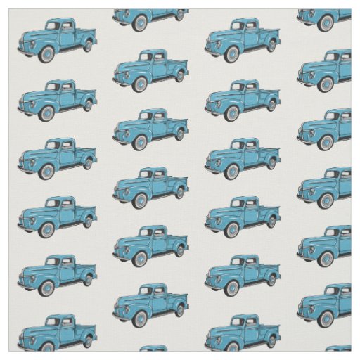 Classic pick up truck cartoon illustration fabric
