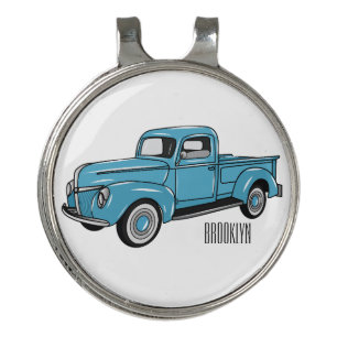 Classic pick up truck cartoon illustration golf hat clip