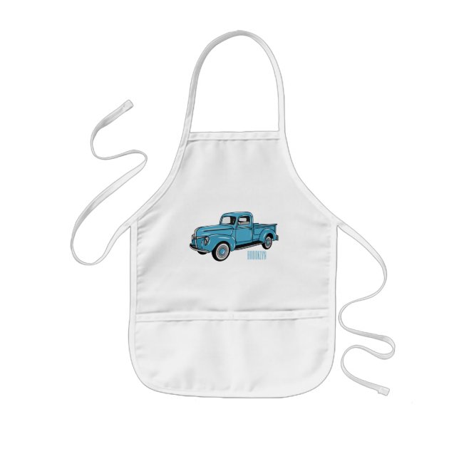 Classic pick up truck cartoon illustration kids' apron (Front)