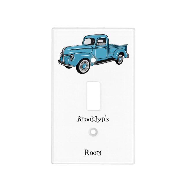 Classic pick up truck cartoon illustration light switch cover (Front)