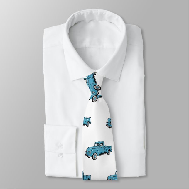 Classic pick up truck cartoon illustration neck tie (Tied)