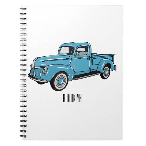 Classic pick up truck cartoon illustration notebook