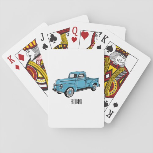 Classic pick up truck cartoon illustration playing cards