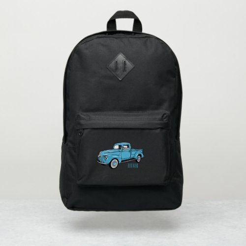 Classic pick up truck cartoon illustration port authority backpack