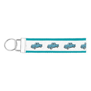 Classic pick up truck cartoon illustration wrist keychain
