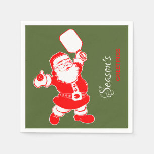 Classic Pickleball Santa Green Christmas  Napkins