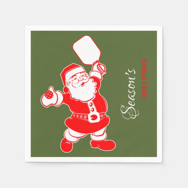 Classic Pickleball Santa Green Christmas  Napkins (Front)