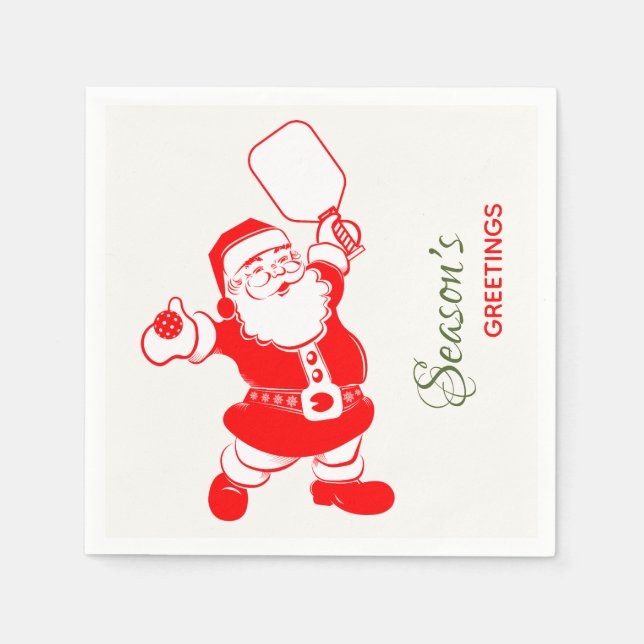 Classic Pickleball Santa White Christmas  Napkins (Front)