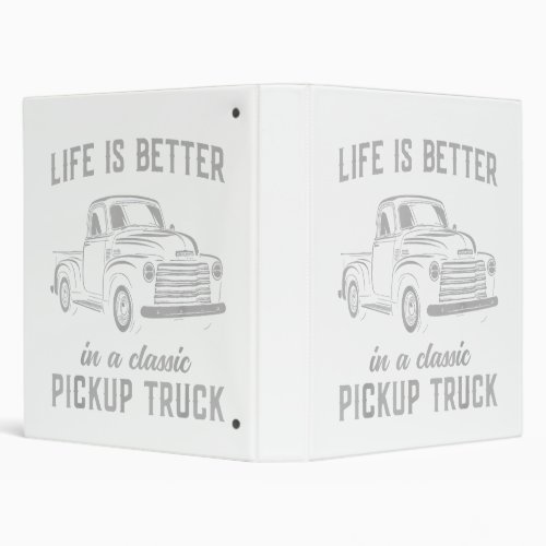 Classic Pickup Truck Guy Vintage 3 Ring Binder