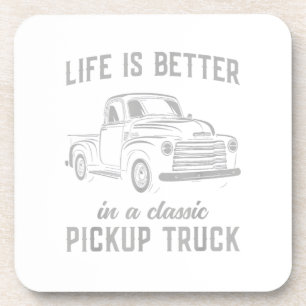 Classic Pickup Truck Guy Vintage Beverage Coaster