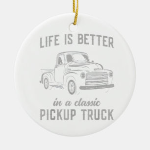 Classic Pickup Truck Guy Vintage Ceramic Ornament