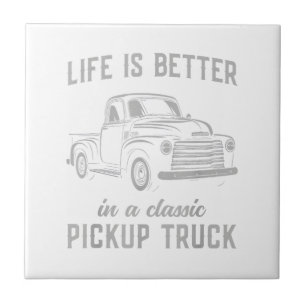 Classic Pickup Truck Guy Vintage Ceramic Tile