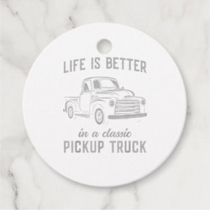 Classic Pickup Truck Guy Vintage Favor Tags