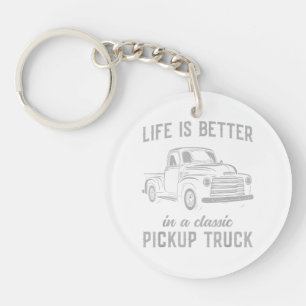 Classic Pickup Truck Guy Vintage Keychain