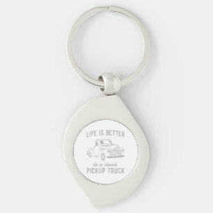 Classic Pickup Truck Guy Vintage Keychain