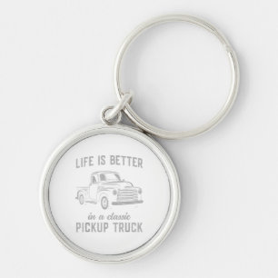 Classic Pickup Truck Guy Vintage Keychain