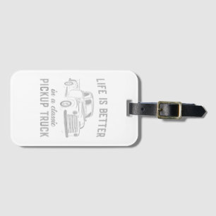 Classic Pickup Truck Guy Vintage Luggage Tag