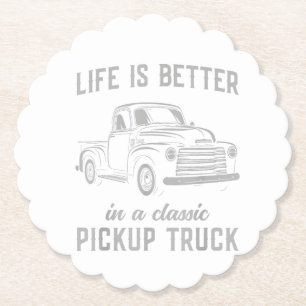 Classic Pickup Truck Guy Vintage Paper Coaster