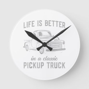 Classic Pickup Truck Guy Vintage Round Clock