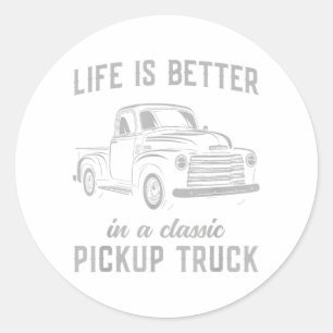 Classic Pickup Truck Guy Vintage Round Sticker